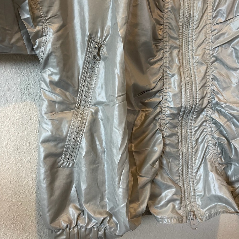 Adidas by Stella McCartney Metallic Silver Ruched Windbreaker Jacket Large L - Picture 6 of 14